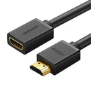 Câble d'extension vidéo ugreen  hd107  hdmi t vers hdmi m résolution maximale 4k uhd 3840 x 2160 à 60 hz connecteurs plaqués or 3 m noir  10145  marquage vert : 08 lei - 6957303811458