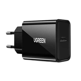 INCARCATOR retea Ugreen, "CD137" Quick Charge 18W, 1 x USB Type-C 5V/3A, negru "10191" (timbru verde 0.18 lei) - 6957303811915