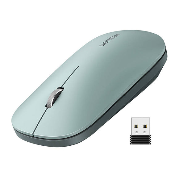 MOUSE Ugreen, "MU001" PC sau NB, wireless 2.4GHz, optic, 3/1 butoane/scroll, 4000 dpi, verde "90374" (timbru verde 0.18 lei) - 6957303893744