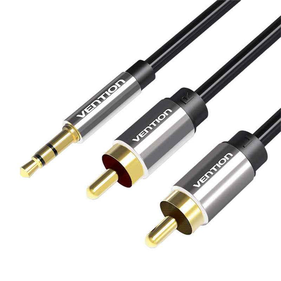 Vention 3.5mm Male to 2RCA Male Audio Cable 1M Black Metal Type