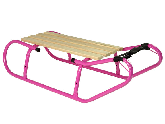 Traîneau en métal avec sangle de dossier rose