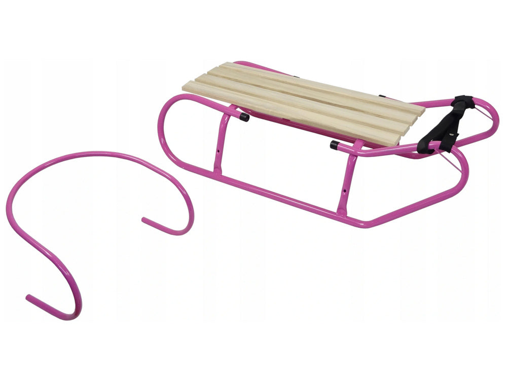 Traîneau en métal avec sangle de dossier rose