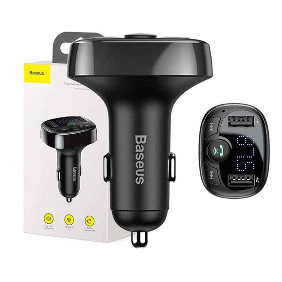 Baseus Car Charger Bluetooth FM Transmitter S-09A, BT. 4.2, 10m Range, 2x USB-A 3.4A, Micro SD card Reader, Black (CCMT000001)