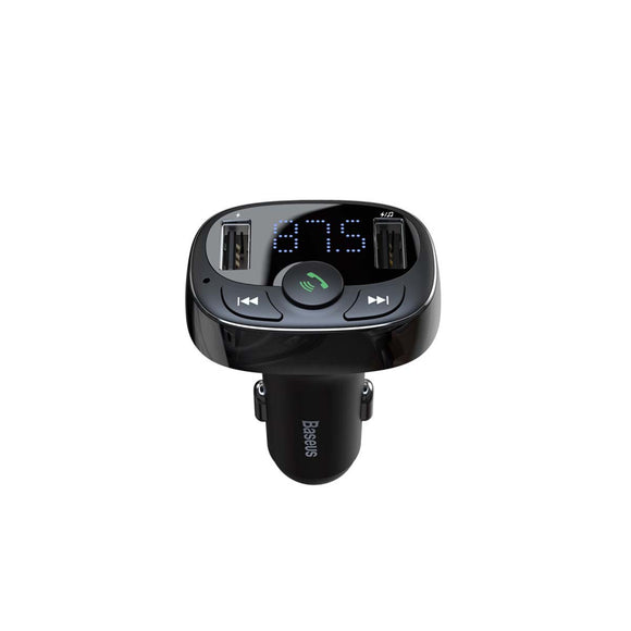 Baseus Car Charger Bluetooth FM Transmitter S-09A, BT. 4.2, 10m Range, 2x USB-A 3.4A, Micro SD card Reader, Black (CCMT000001)