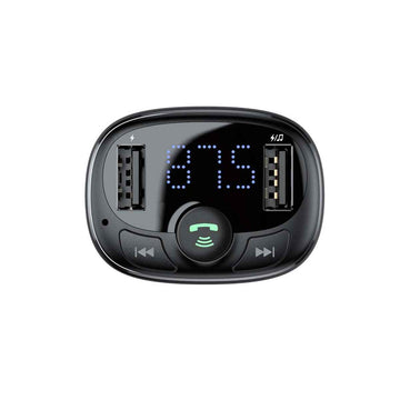 Baseus Car Charger Bluetooth FM Transmitter S-09A, BT. 4.2, 10m Range, 2x USB-A 3.4A, Micro SD card Reader, Black (CCMT000001)