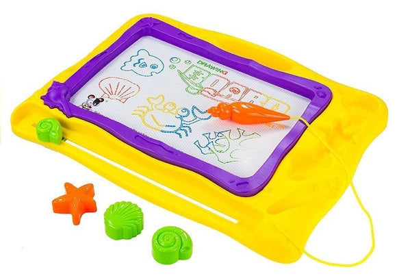 Tableau noir avec tampons et fond coloré