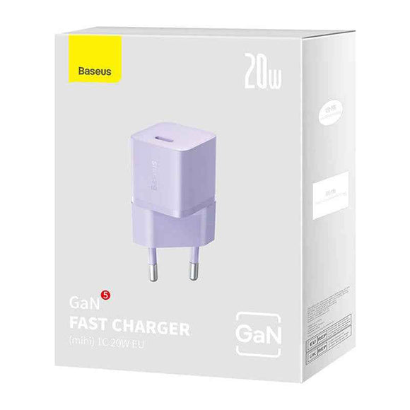INCARCATOR retea Baseus Mini, GaN5 Fast Charger 20W, 1 x USB Type-C, violet "CCGN050105" (timbru verde 0.18 lei) - 6932172625344