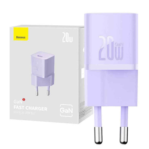 INCARCATOR retea Baseus Mini, GaN5 Fast Charger 20W, 1 x USB Type-C, violet "CCGN050105" (timbru verde 0.18 lei) - 6932172625344