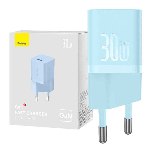 INCARCATOR retea Baseus Mini, GaN5 Fast Charger 30W, 1 x USB Type-C 5V/3A, albastru "CCGN070603" (timbru verde 0.18 lei) - 6932172624453
