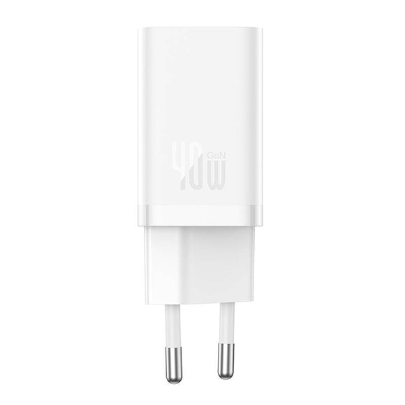 INCARCATOR retea Baseus GaN5 Pro, Quick Charge 40W, 2 x USB Type-C, alb "CCGP180102" (timbru verde 0.18 lei) - 6932172627911