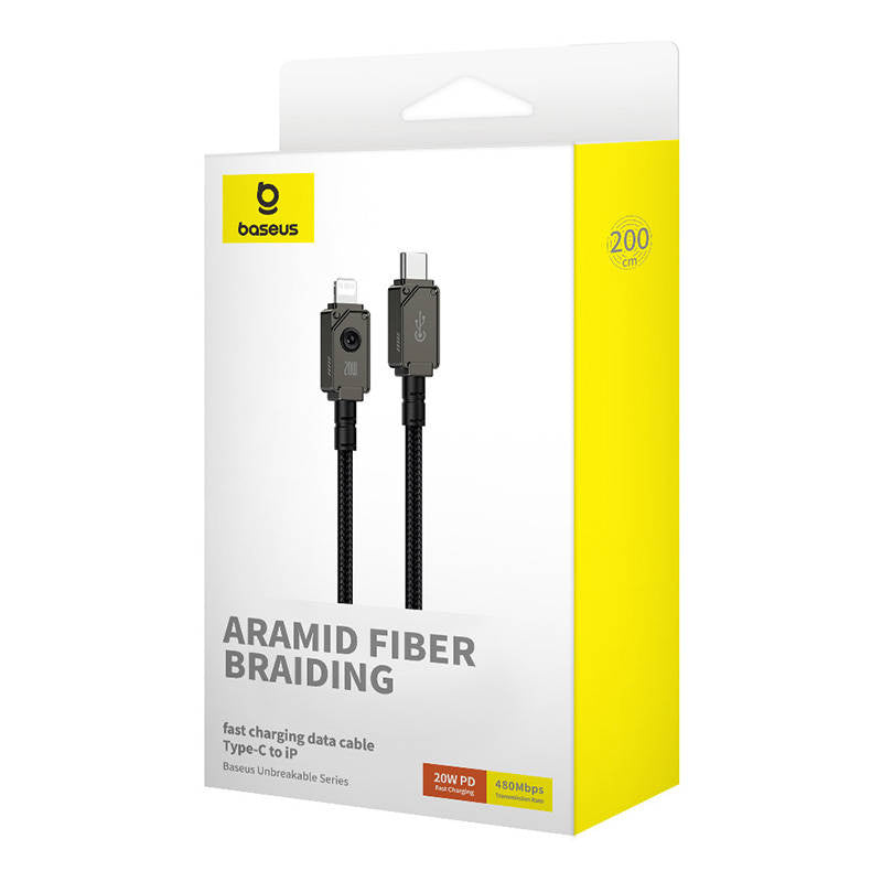 Câble usb-c vers ip baseus incassable 2 m 20 w noir