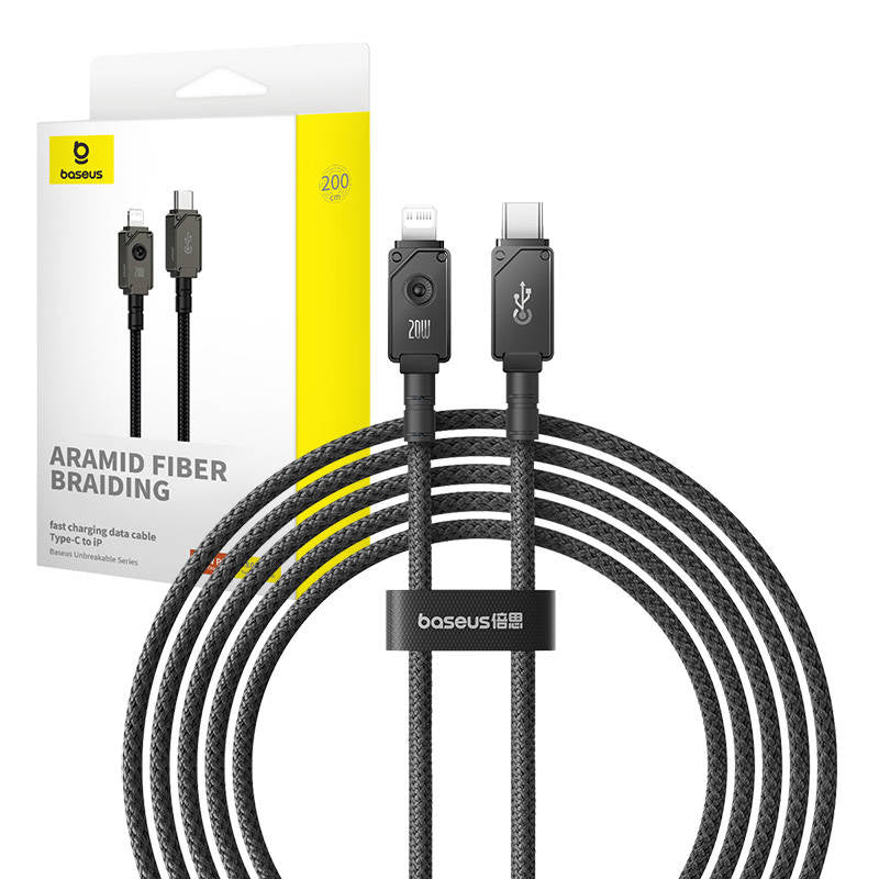 Baseus Unbreakable USB C to iP cable 2 m 20 W Black