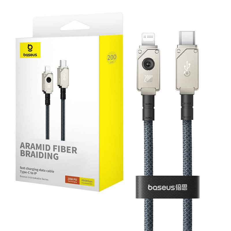 Baseus Unbreakable USB C to iP cable 2 m 20 W Black