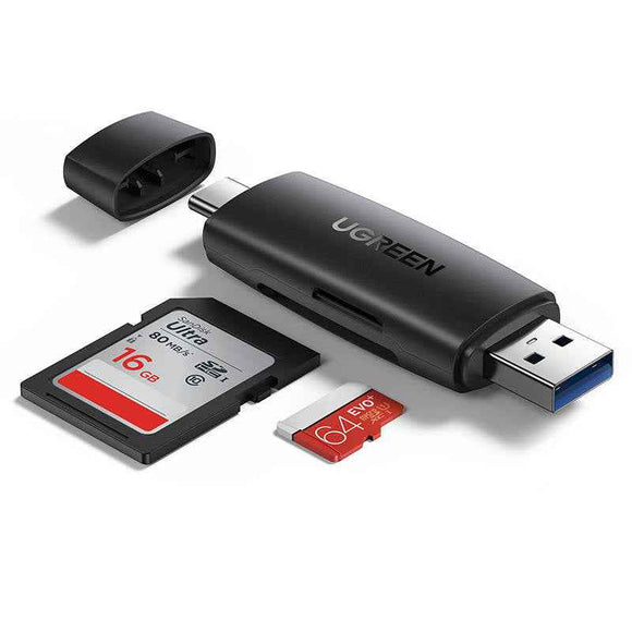 Ugreen SD/micro SD card reader adapter (USB-A/USB-C) black (CM304)