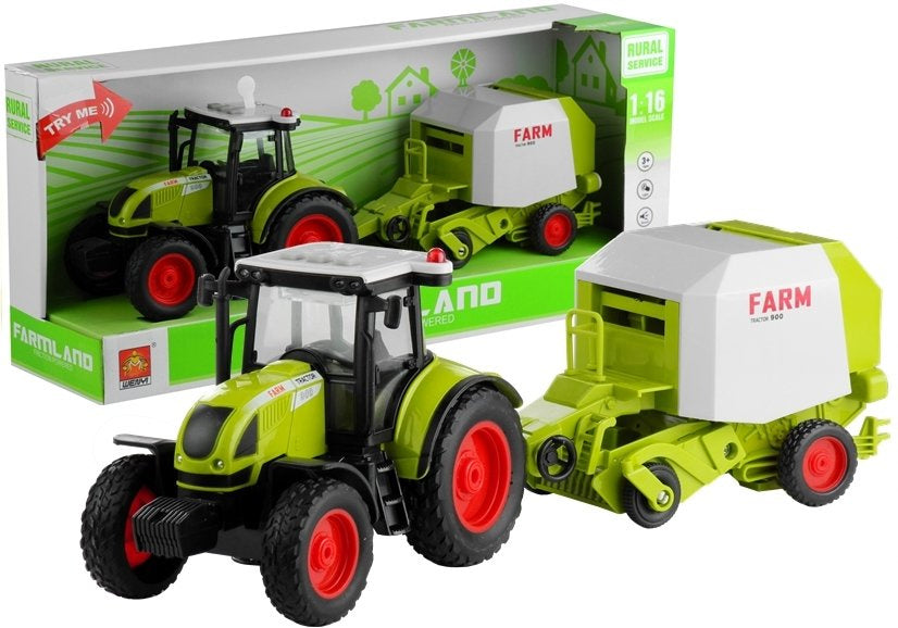 Tracteur avec presse à balles rondes pour le pressage faisant du bruit 37,5 cm