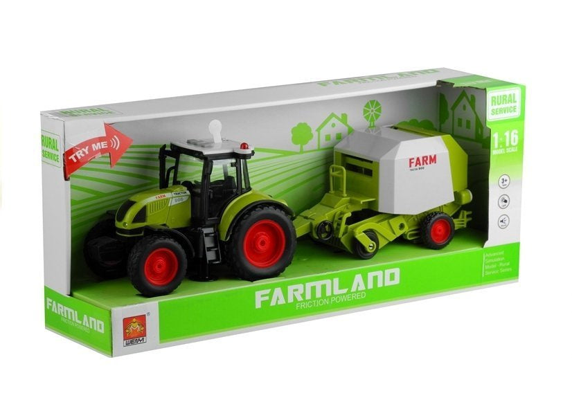 Tracteur avec presse à balles rondes pour le pressage faisant du bruit 37,5 cm