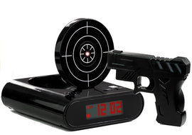 Gun Alarm Clock with Laser Pistol Black