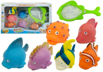 Grand ensemble de poissons jouets pour le bain + passoire