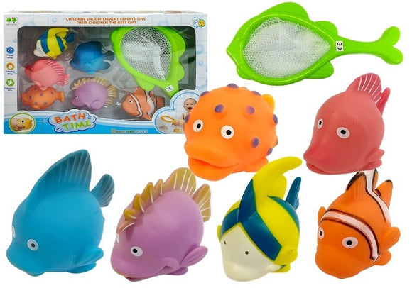 Grand ensemble de poissons jouets pour le bain + passoire