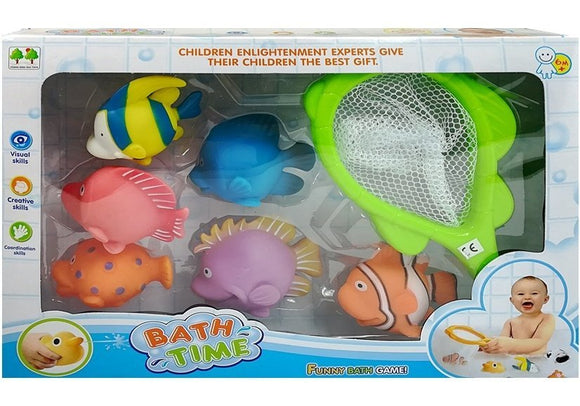 Grand ensemble de poissons jouets pour le bain + passoire