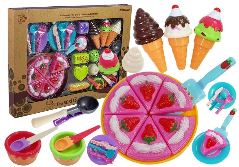 Ensemble de bonbons, desserts, glaces, biscuits, accessoires