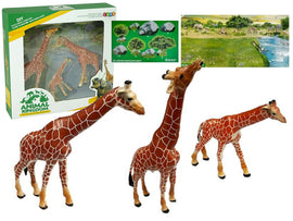 Figurines Girafes Éducatives Familiales 3 pièces + Fond Afrique
