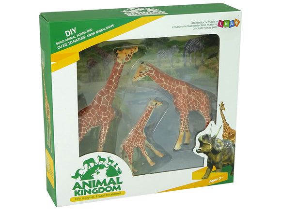 Figurines Girafes Éducatives Familiales 3 pièces + Fond Afrique