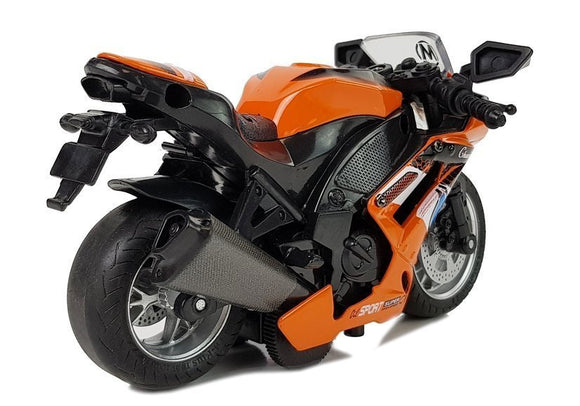Moto de sport avec sons 1:14 orange