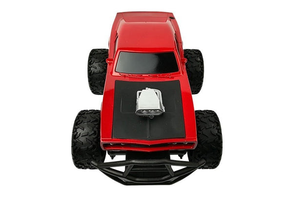 Voiture télécommandée tout-terrain R/C rouge à roues hautes