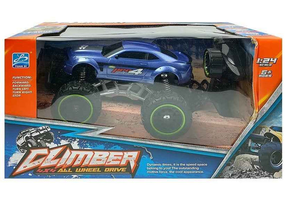 Voiture télécommandée tout-terrain R/C bleue à roues hautes