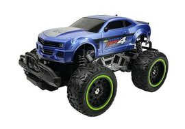 Voiture télécommandée tout-terrain R/C bleue à roues hautes