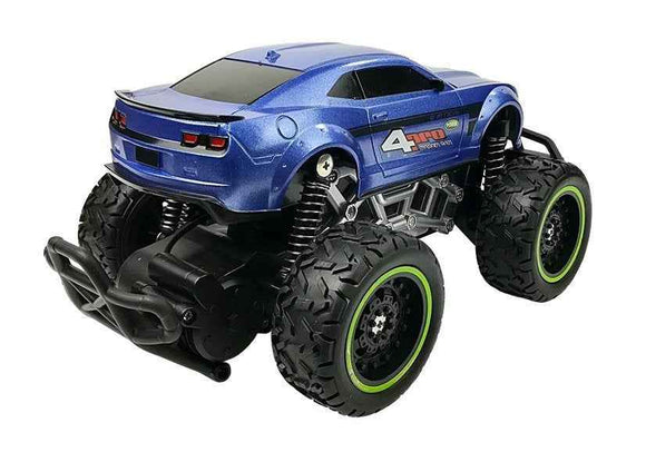 Voiture télécommandée tout-terrain R/C bleue à roues hautes