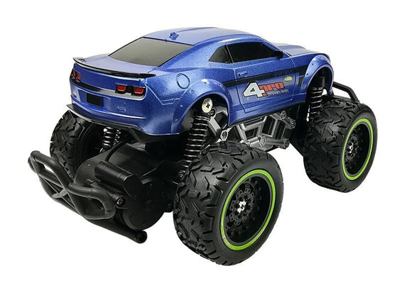 Voiture télécommandée tout-terrain R/C bleue à roues hautes