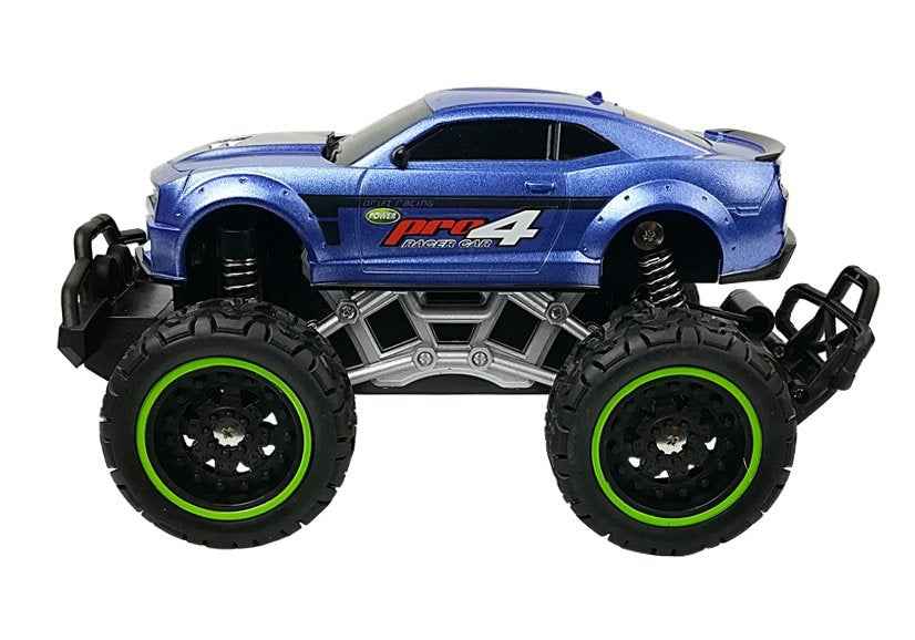 Voiture télécommandée tout-terrain R/C bleue à roues hautes