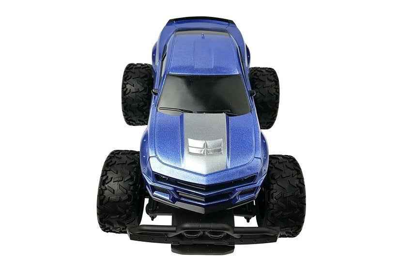 Voiture télécommandée tout-terrain R/C bleue à roues hautes