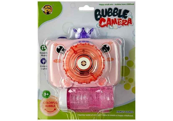 Camera blows soap bubbles Battery Pink Bubble Generator