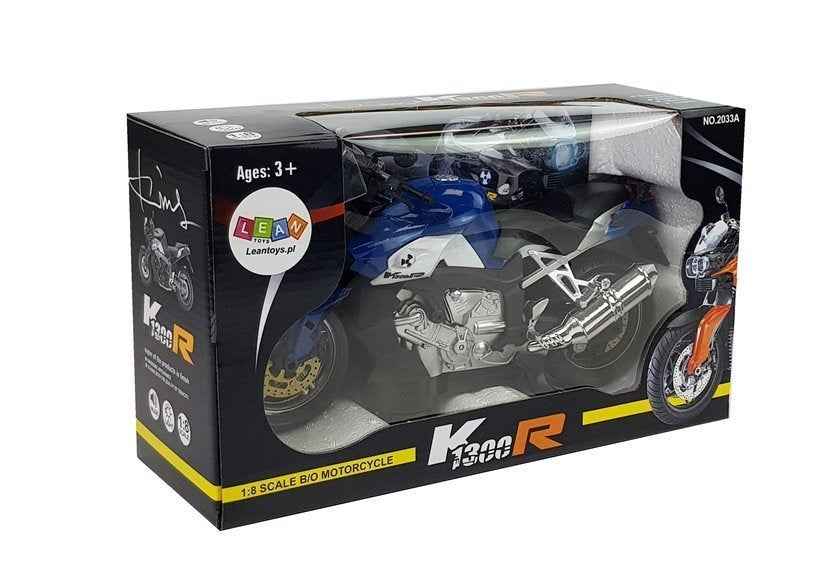 Moto bleue alimentée par batterie