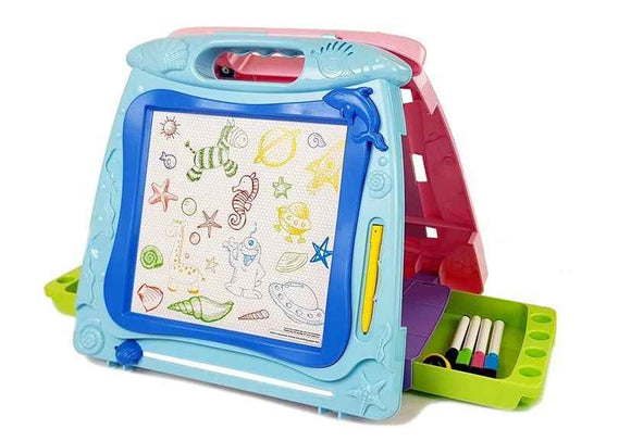 Double-sided drawing board. Markers. Magnets