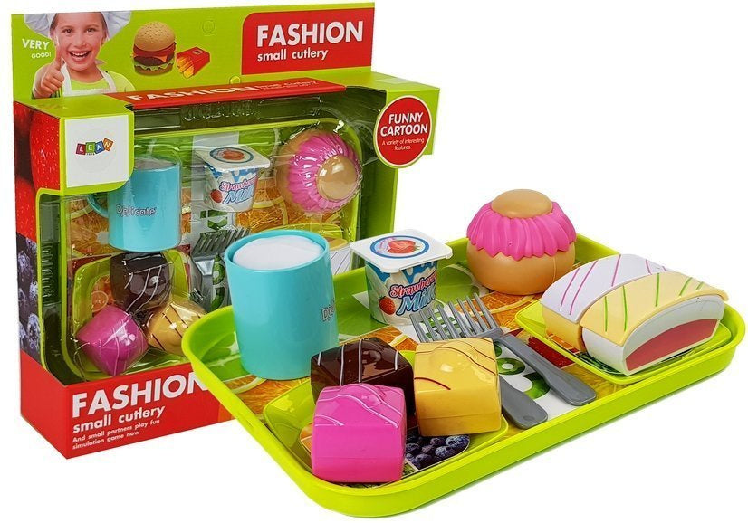 Ensemble de gâteaux à dessert avec plateau