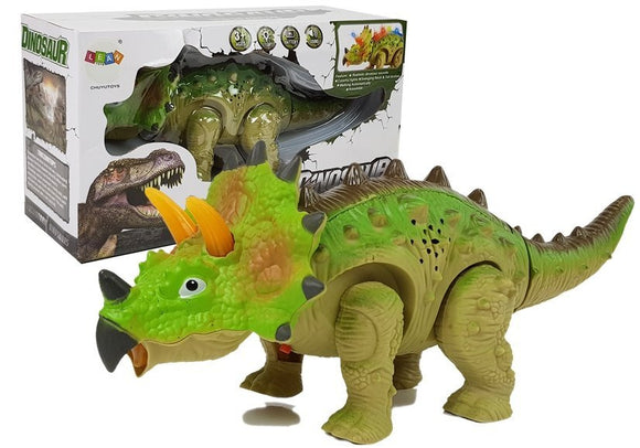 Dinosaure sur batterie triceratops vert