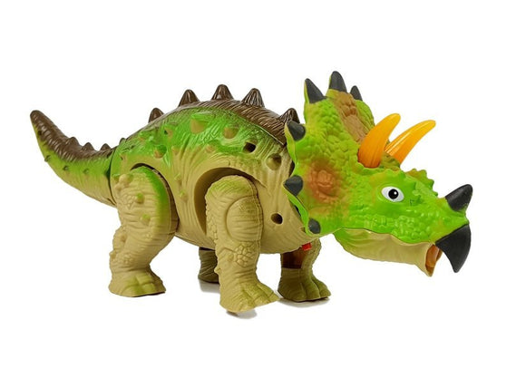 Dinosaure sur batterie triceratops vert