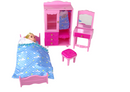 Doll + Furniture Set Bed Wardrobe Dressing table-4
