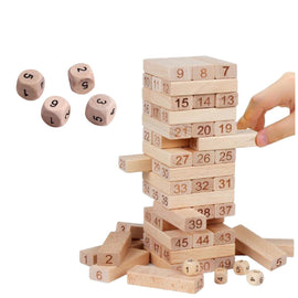 Family Arcade Game Wooden Puzzle Tower Numbers Dexterity - 0