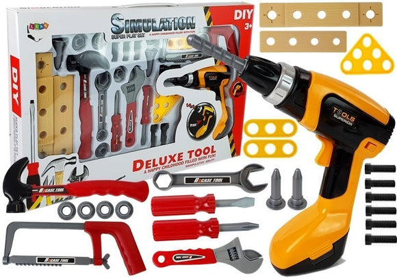 Ensemble d'outils de bricolage 29 pièces perceuse marteau scie