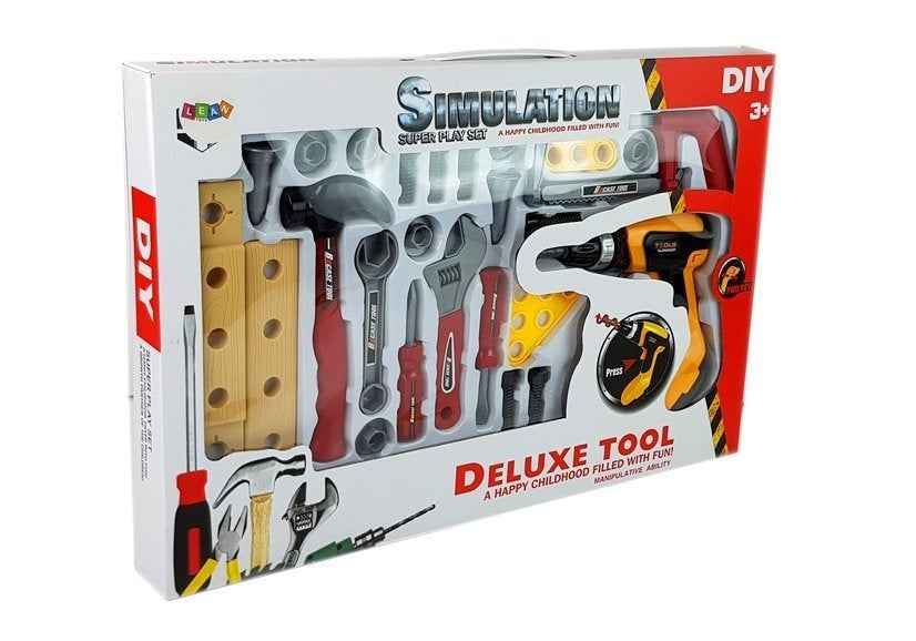 Ensemble d'outils de bricolage 29 pièces, perceuse, marteau, scie