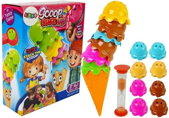 Jeu d'adresse : Glace dans une gaufrette. Pyramide colorée : organisez la tour.