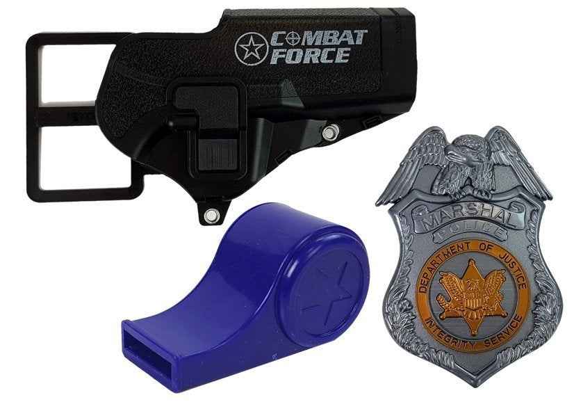 Kit de police Revolver 20 cm Étui pour badge Sifflet Effets sonores et lumineux