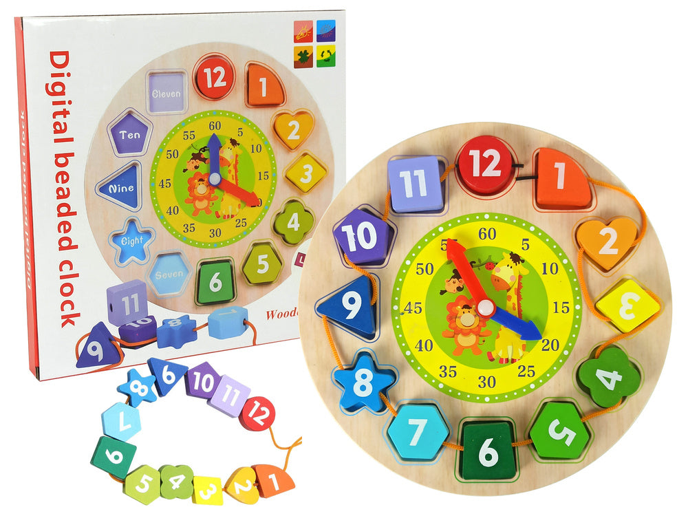 Horloge trieuse éducative en bois pour apprendre les nombres, les formes et les couleurs