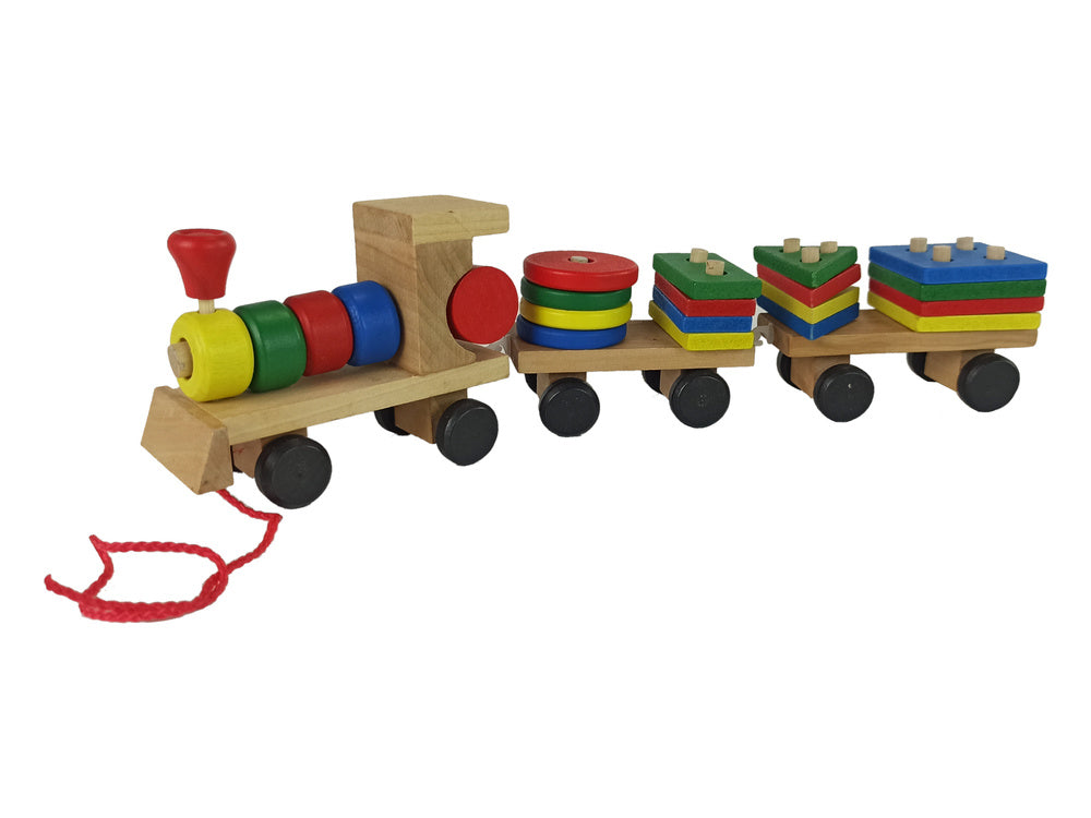 Locomotive en bois. 2 wagons détachables.