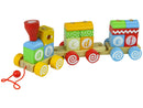 Wooden Train Locomotive Two Carriages Letters Shapes